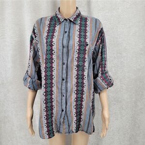 Futures Cotton Button Down Tapestry Western Aztec Streetwear Adjustable Sleeves